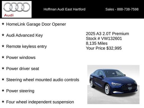 Certified 2025 Audi A3 2.0T Premium w/ Convenience Package AWD/4WD image 24