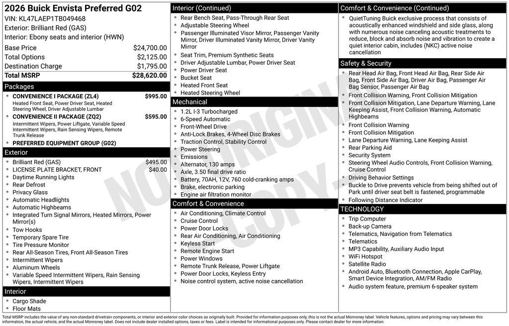 New 2026 Buick Envista Sport Touring w/ Convenience I Package FWD image 4