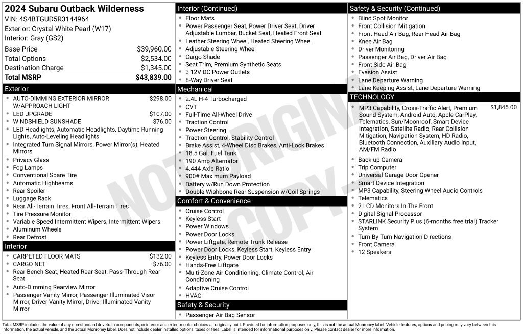 Used 2024 Subaru Outback Wilderness AWD/4WD image 2