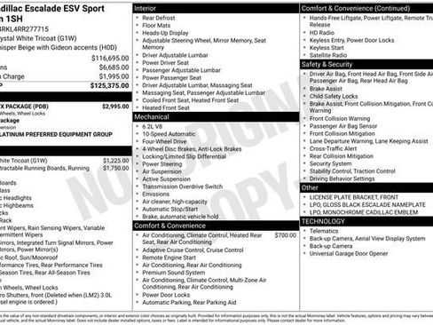 Certified 2024 Cadillac Escalade ESV Sport Platinum w/ LPO, ONYX Package image 33
