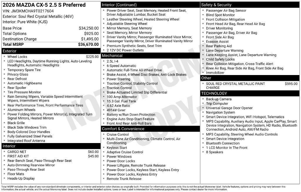 New 2026 MAZDA CX-5 Preferred AWD/4WD image 35