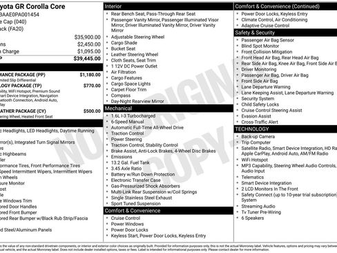 Used 2023 Toyota Corolla GR w/ Performance Package AWD/4WD image 8