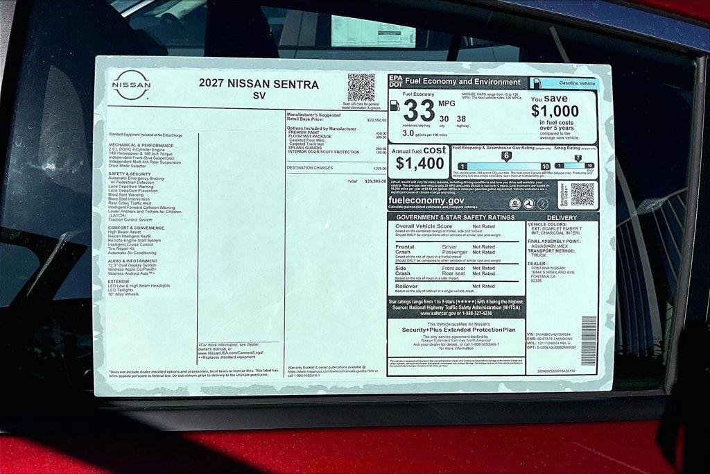 New 2027 Nissan Sentra SV FWD image 12