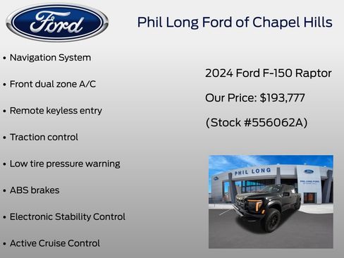 Certified 2024 Ford F150 Raptor w/ Equipment Group 803A Raptor R AWD/4WD image 42