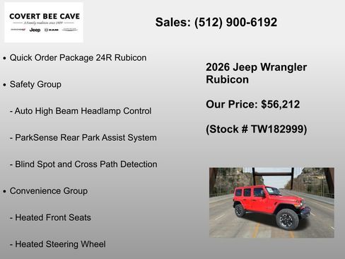 New 2026 Jeep Wrangler Unlimited Rubicon w/ Safety Group AWD/4WD image 6