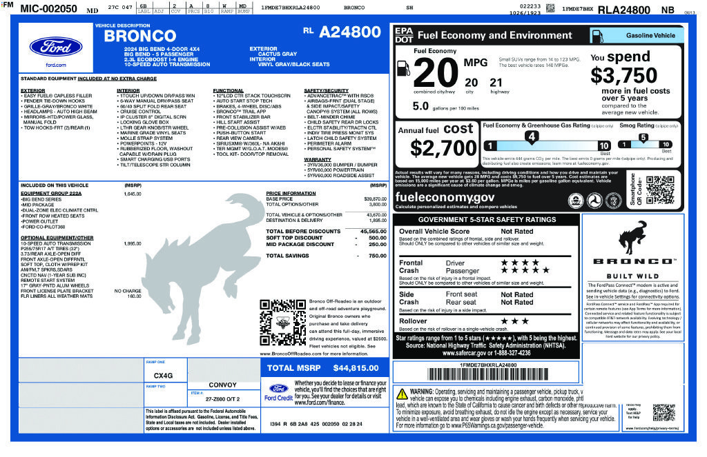 Certified 2024 Ford Bronco Big Bend AWD/4WD image 36