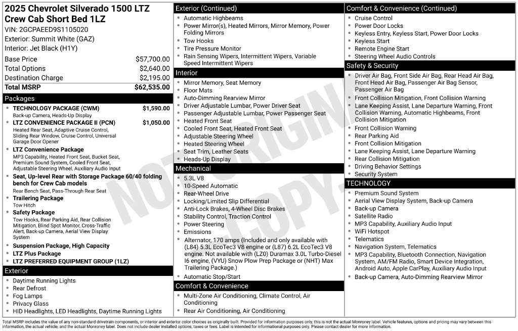Used 2025 Chevrolet Silverado 1500 LTZ w/ Technology Package RWD image 6