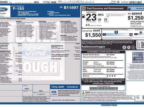 Certified 2022 Ford F150 Lariat w/ Equipment Group 502A High image 3