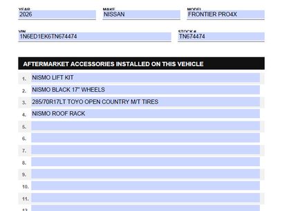 New 2026 Nissan Frontier PRO-4X w/ Pro Premium Package