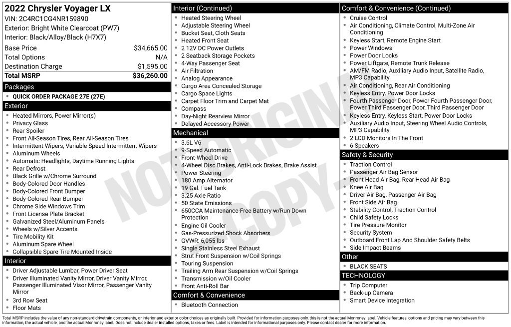 Used 2022 Chrysler Voyager LX FWD image 19