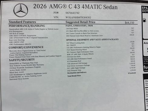 New 2026 Mercedes-Benz C 43 AMG 4MATIC Sedan image 20