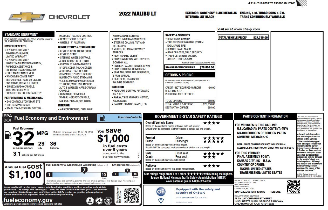 Used 2022 Chevrolet Malibu LT FWD image 5