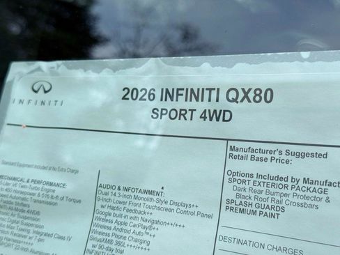 New 2026 INFINITI QX80 4WD w/ Sport Exterior Package image 26