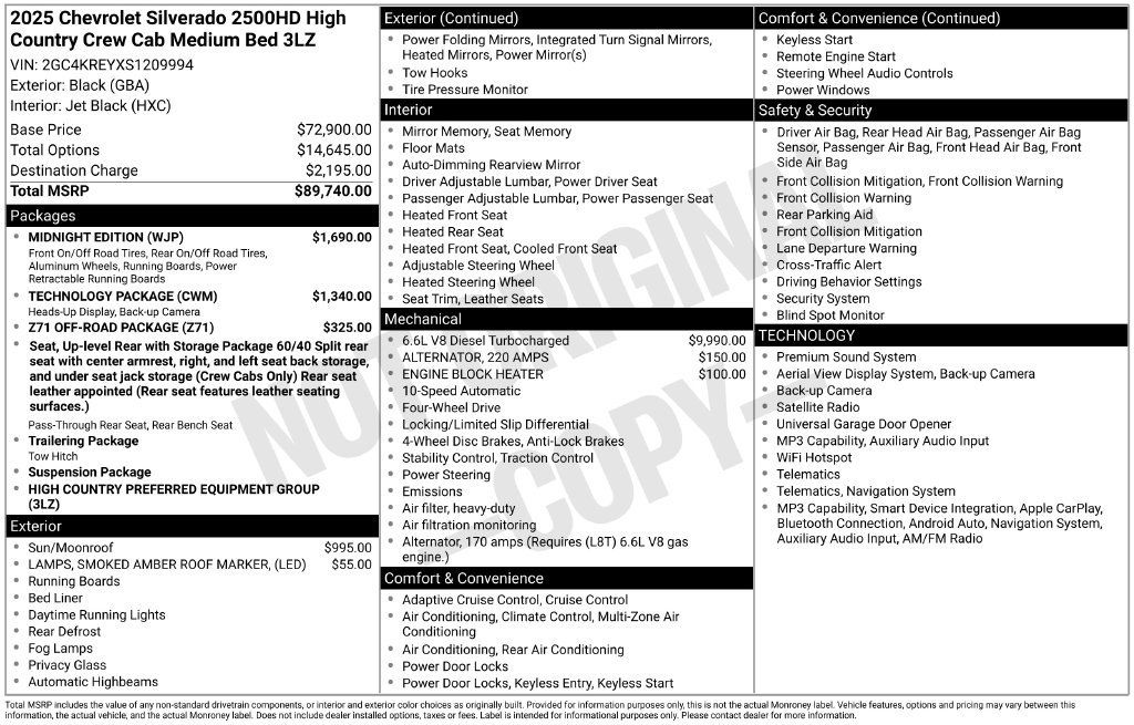Used 2025 Chevrolet Silverado 2500 High Country w/ Midnight Edition AWD/4WD image 8