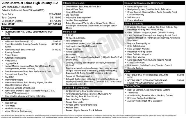 Certified 2022 Chevrolet Tahoe High Country AWD/4WD image 6