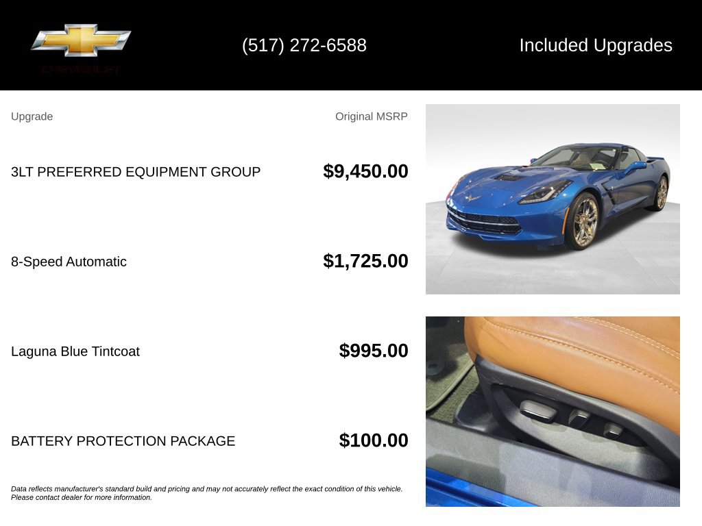 Used 2015 Chevrolet Corvette Stingray Coupe w/ 3LT Preferred Equipment Group RWD image 5