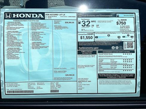 New 2026 Honda Accord LX image 18