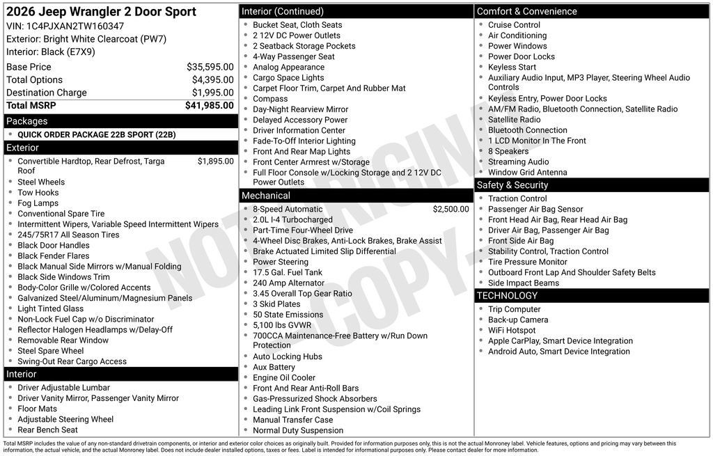 New 2026 Jeep Wrangler Sport AWD/4WD image 24