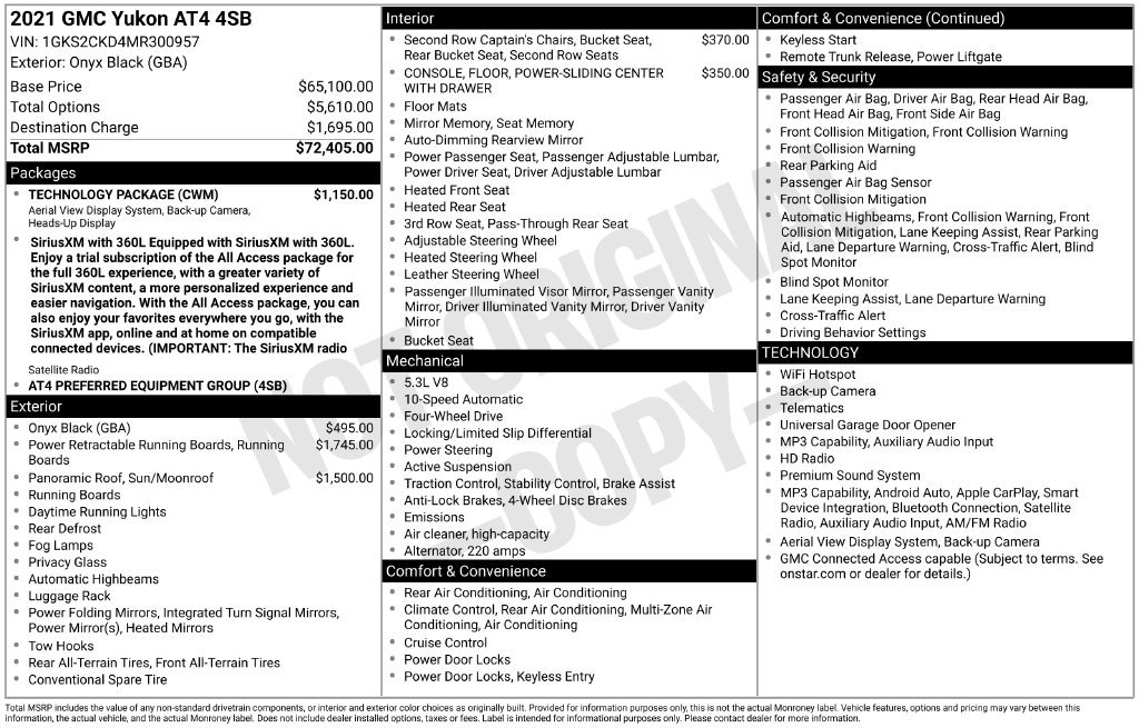 Used 2021 GMC Yukon AT4 w/ Technology Package AWD/4WD image 5