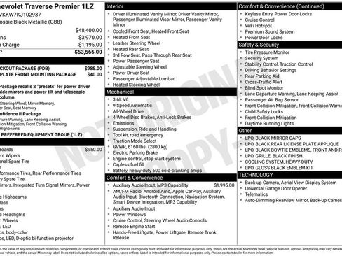 Used 2019 Chevrolet Traverse Premier w/ LPO, Blackout Package AWD/4WD image 7