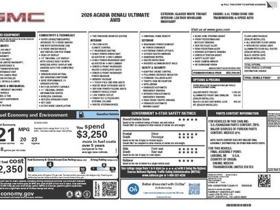 New 2026 GMC Acadia Denali Ultimate w/ LPO, Floor Liner Package