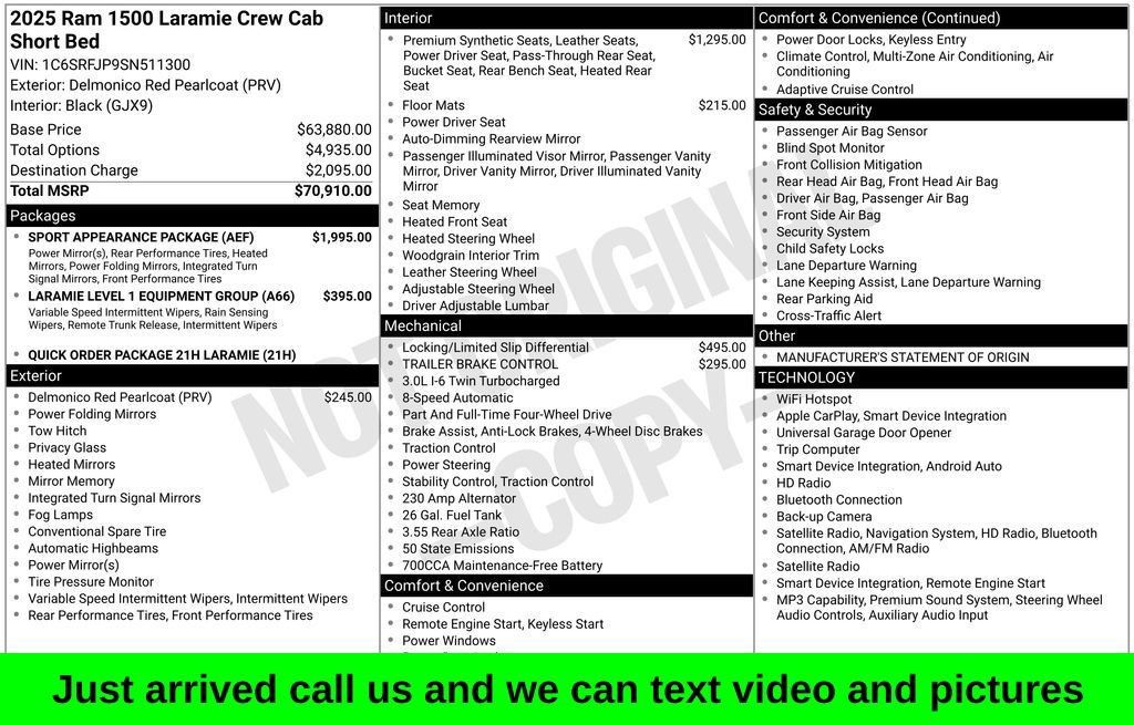 Used 2025 RAM 1500 Laramie w/ Sport Appearance Package AWD/4WD image 1