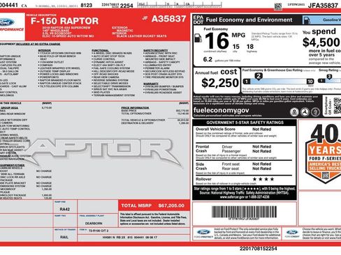 Used 2018 Ford F150 Raptor w/ Equipment Group 802A Luxury AWD/4WD image 42