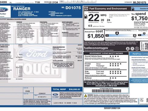 Used 2021 Ford Ranger XL w/ FX4 Off-Road Package AWD/4WD image 43