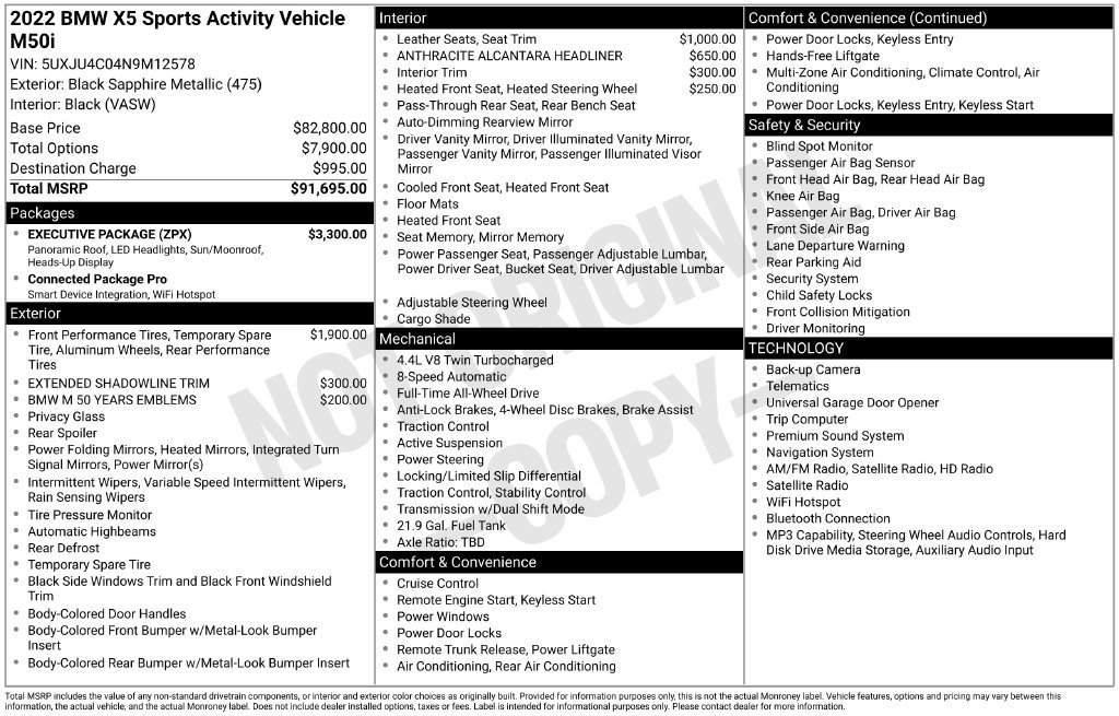 Certified 2022 BMW X5 M50i w/ Executive Package AWD/4WD image 6
