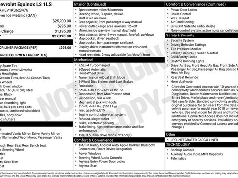 Used 2019 Chevrolet Equinox LS w/ LPO, Floor Liner Package FWD image 3