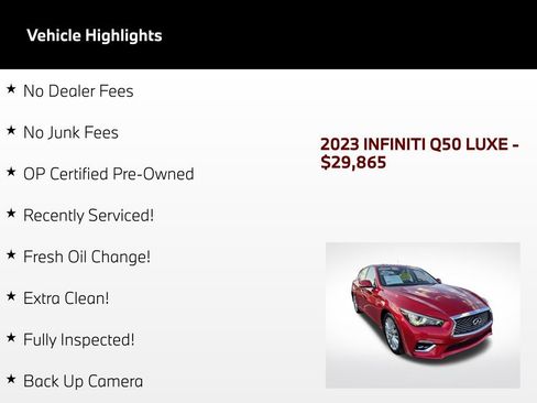 Used 2023 INFINITI Q50 Luxe w/ Cargo Package RWD image 48