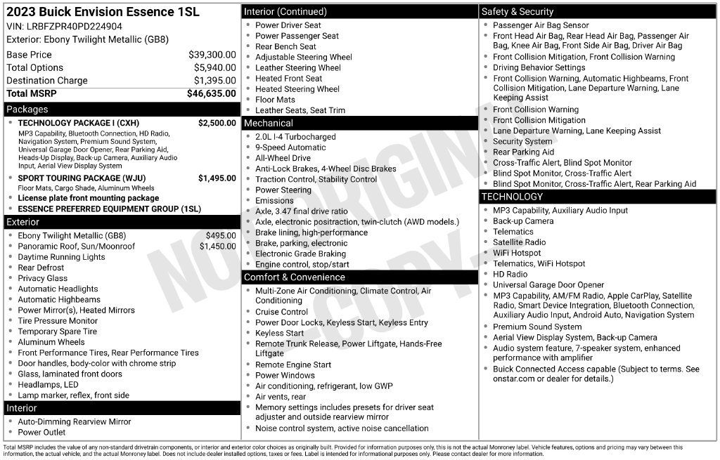 Used 2023 Buick Envision Essence w/ Technology Package I AWD/4WD image 37