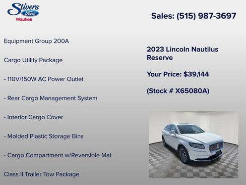 Certified 2023 Lincoln Nautilus Reserve w/ Class II Trailer Tow Package AWD/4WD image 8