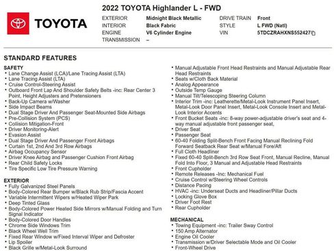 Used 2022 Toyota Highlander L image 17