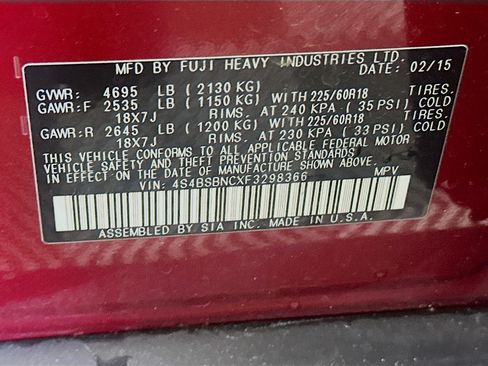 Used 2015 Subaru Outback 2.5i Limited AWD/4WD image 12