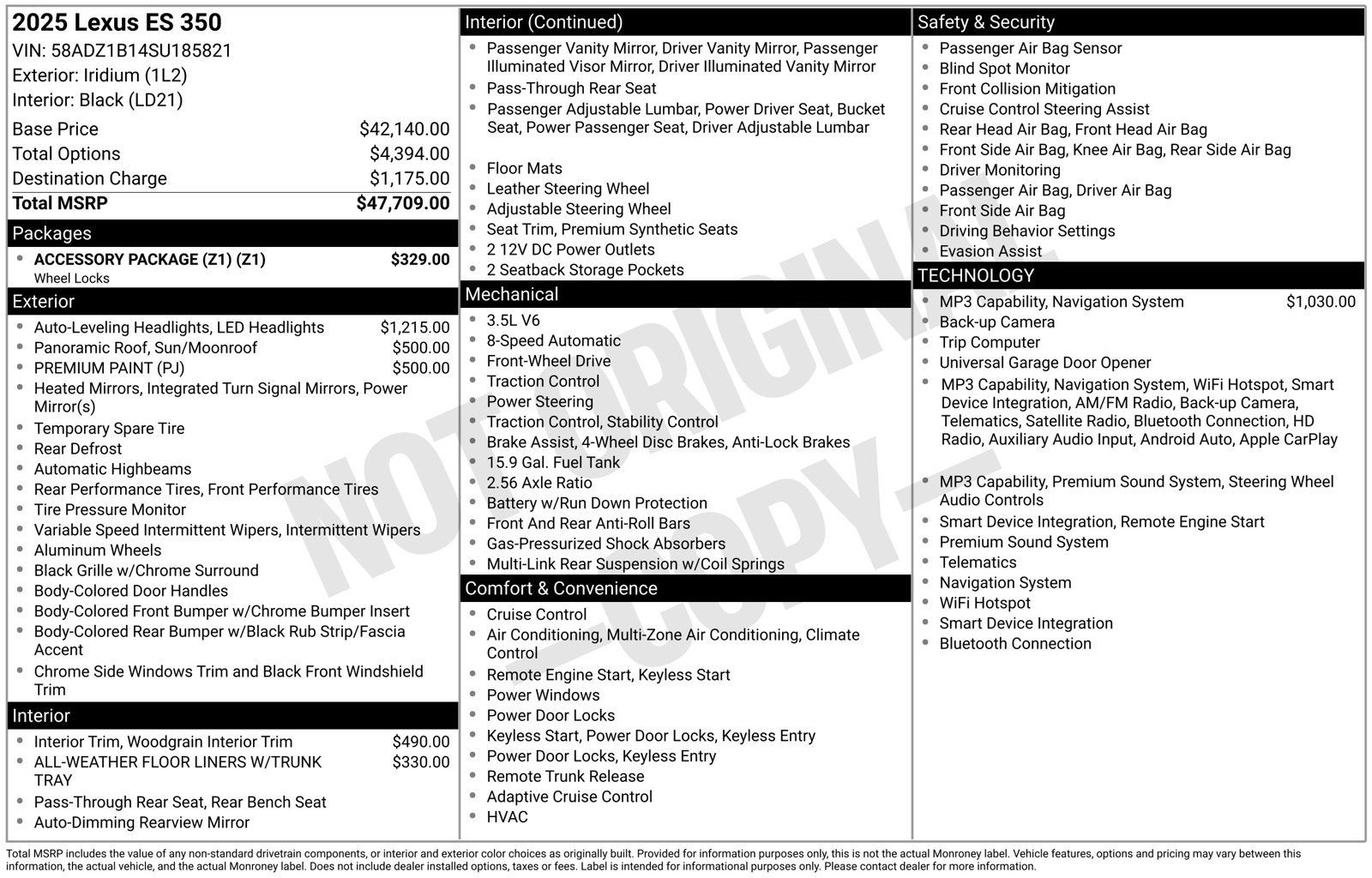 Used 2025 Lexus ES 350 w/ Accessory Package (Z1) FWD image 36