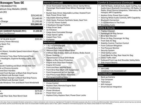 Used 2022 Volkswagen Taos SE w/ Panoramic Sunroof Package image 28