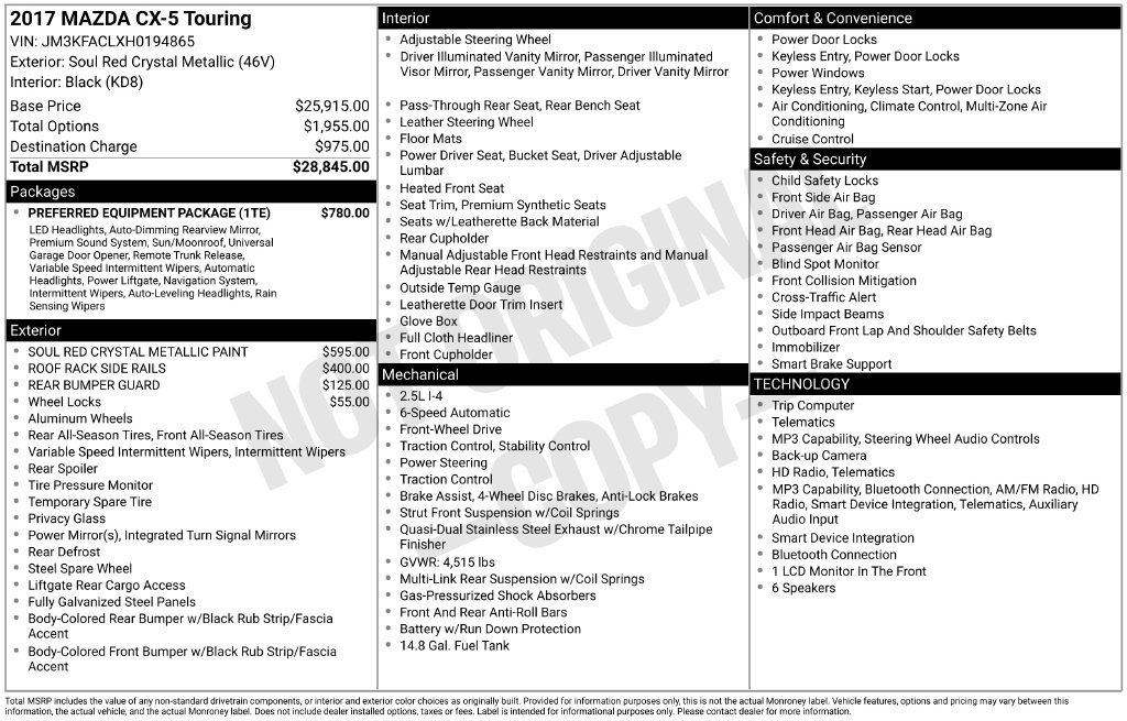 Used 2017 MAZDA CX-5 Touring w/ Preferred Equipment Package FWD image 4