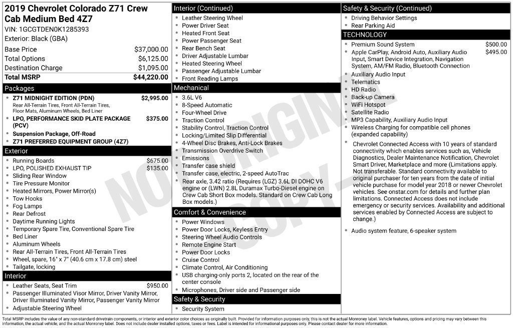 Used 2019 Chevrolet Colorado Z71 w/ Z71 Midnight Edition AWD/4WD image 5