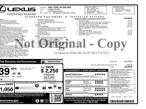Used 2020 Lexus UX 250h w/ Premium Package AWD/4WD image 3