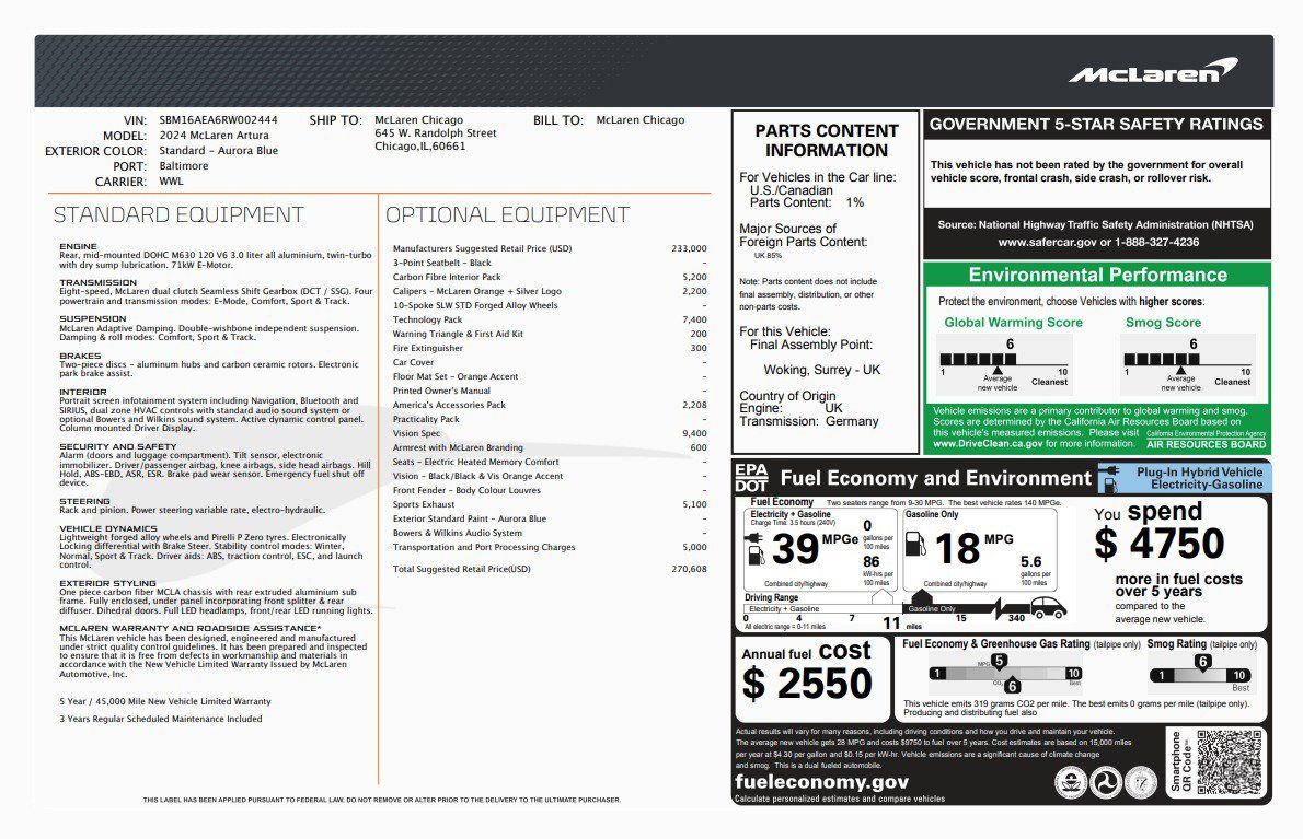 Used 2024 McLaren Artura RWD image 35