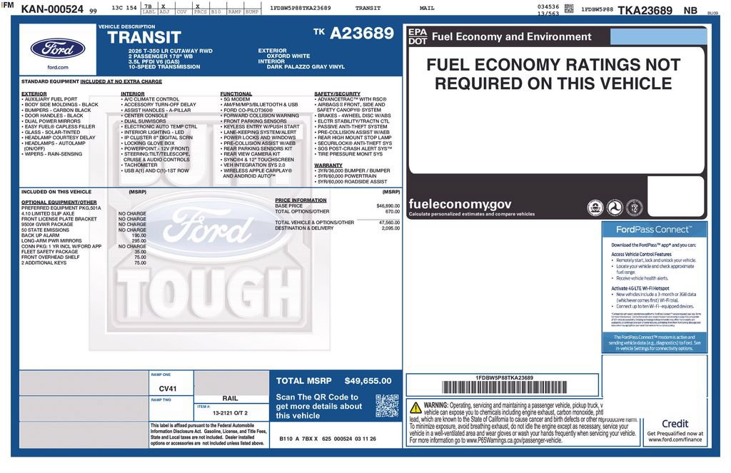 Used 2026 Ford Transit 350 w/ Fleet Safety Package RWD image 22