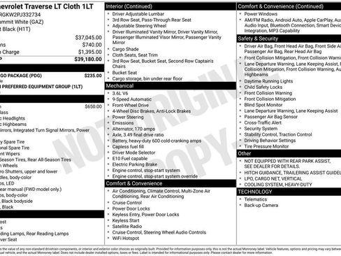 Used 2023 Chevrolet Traverse LT w/ LPO, Cargo Package FWD image 3