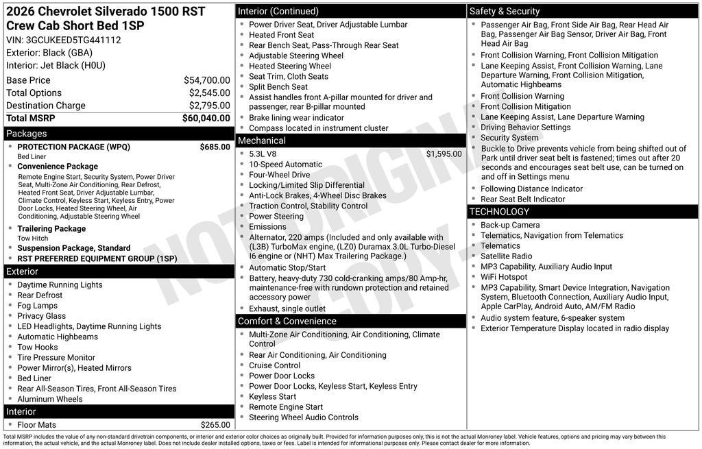 New 2026 Chevrolet Silverado 1500 RST w/ Protection Package AWD/4WD image 26