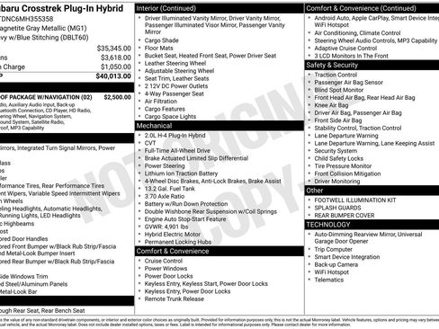 Used 2021 Subaru Crosstrek Hybrid w/ Moonroof Package w/Navigation image 39