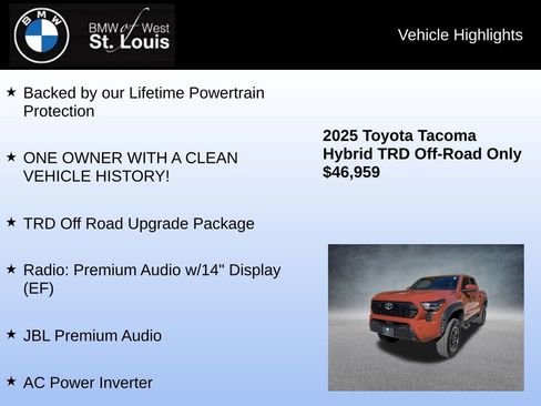 Used 2025 Toyota Tacoma TRD Off-Road w/ TRD Off Road Upgrade Package image 8