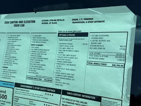 New 2026 GMC Canyon Elevation w/ Convenience Package image 3