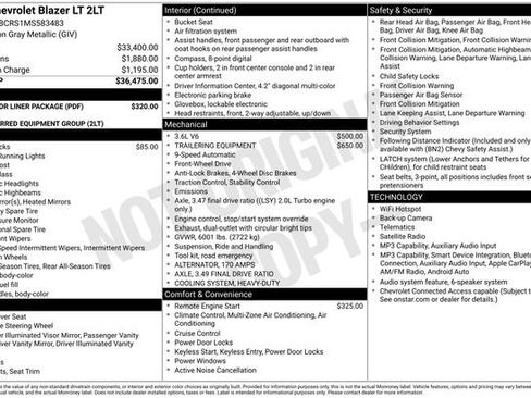 Used 2021 Chevrolet Blazer LT w/ LPO, Floor Liner Package FWD image 29