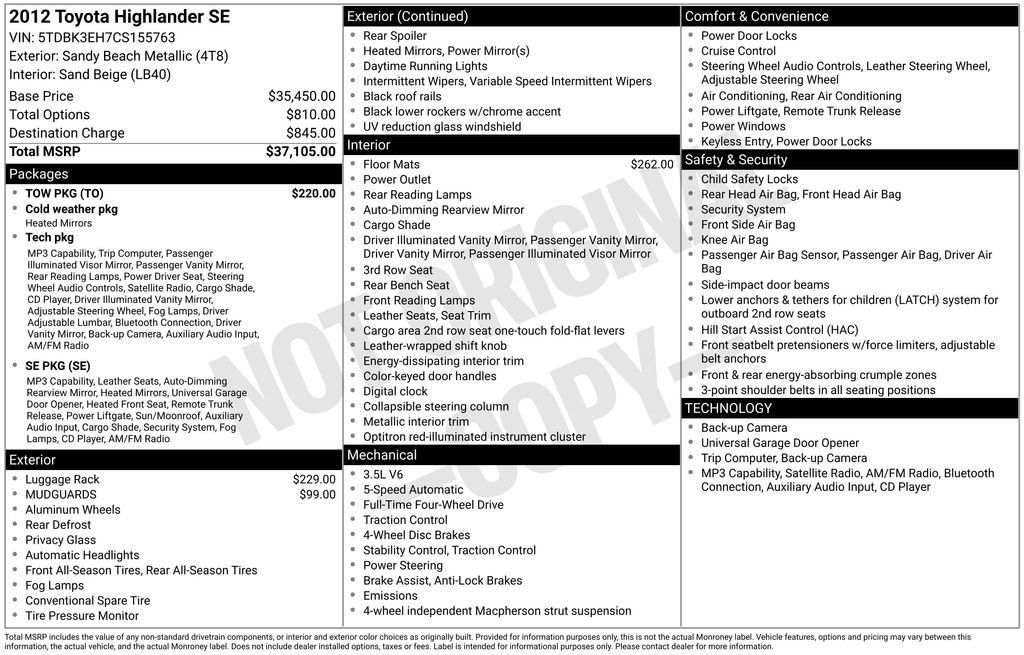 Used 2012 Toyota Highlander SE w/ Tow Pkg AWD/4WD image 6