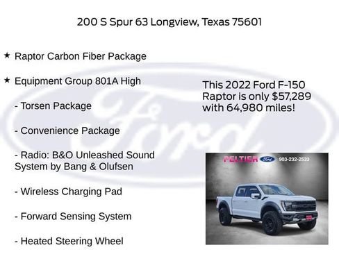 Certified 2022 Ford F150 Raptor w/ Equipment Group 801A High AWD/4WD image 17